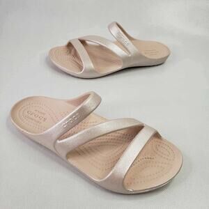 Crocs Women's Kadee II Strappy Sandals Slip On Shimmer pink Size 7